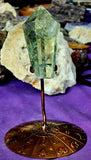 Prasiolite aka Green Amethyst Point on Metal Bronze Display Stand 🍃🍏💚🥉