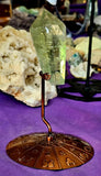 Prasiolite aka Green Amethyst Point on Metal Bronze Display Stand 🍃🍏💚🥉