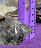 Prasiolite aka Green Amethyst Point on Metal Bronze Display Stand 🍃🍏💚🥉