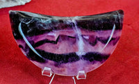 Banded Rainbow Fluorite Crystal Crescent Moon Bowl 🌙💜🌈