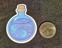 Purple Potion Bottle Of Moons And Stars Enchanted Sticker