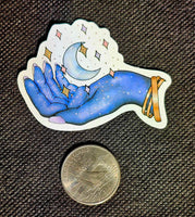 Genie Hand Holding The Moon Enchanted Sticker