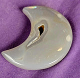 Agate w/Druzy Crystal Crescent Moon Carving ✨🌘🌙