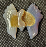 Blue Agate Crystal Bat w/Druzy ✨🦇💙✨