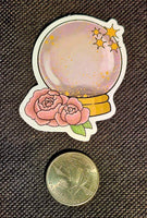 Pink Crystal Ball With Roses Enchanted Sticker