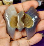 Blue Agate Crystal Bat w/Druzy ✨🦇💙✨