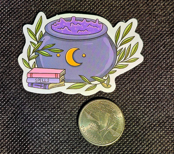 Purple Moon Cauldron Enchanted Sticker