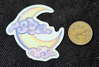 Crescent 🌙 Moon With Purple Clouds Enchanted Sticker