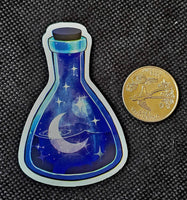 Purple Potion Bottle With Nighttime Sky Enchanted Sticker