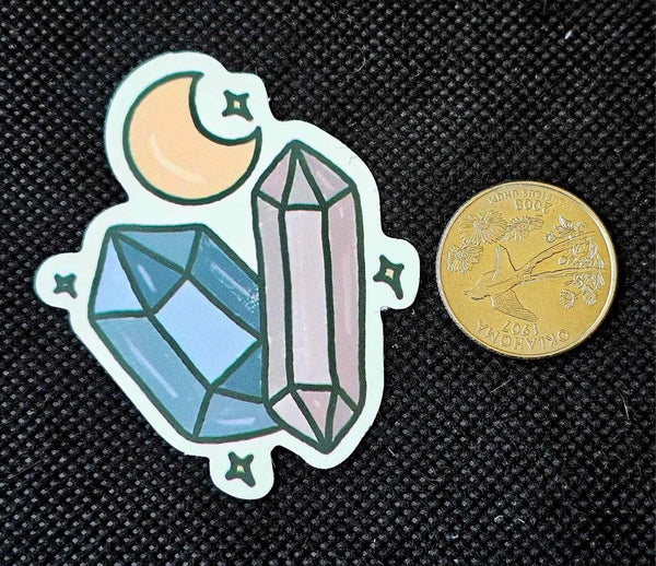 Pink And Blue Crystal Points With Moon Enchanted Sticker