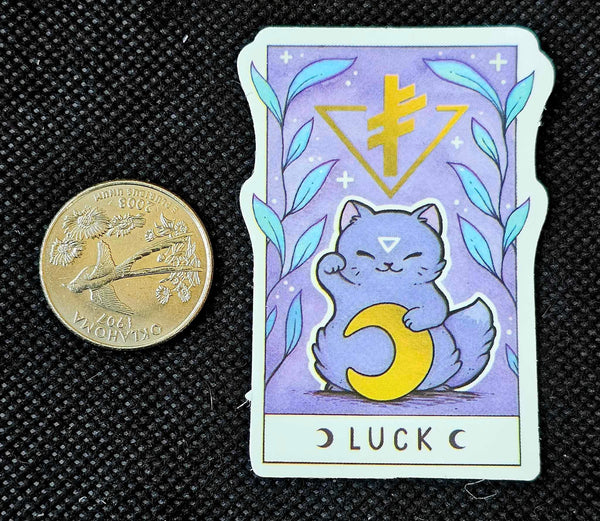 Purple Cat Luck Tarot Card Enchanted Sticker