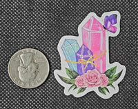 Crystal Points With Butterfly And Flowers Enchanted Sticker