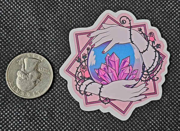 Pink Crystal Ball 🔮 With Crystals Enchanted Sticker