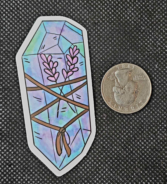 Rainbow Quartz Point With Flowers Enchanted Sticker