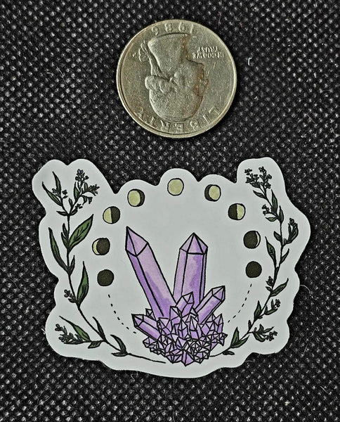 Purple Crystal Points With Lunar Cycle Enchanted Sticker