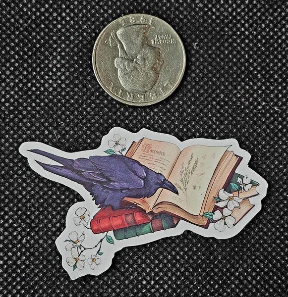 Raven With Spell Book Enchanted Sticker