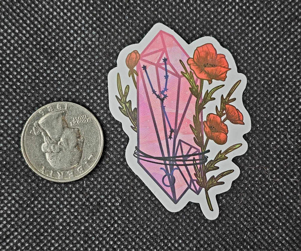 Pink Crystal Points With Orange Flowers Enchanted Sticker