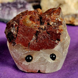Red Capped Hematoid Quartz Crystal Pet Rock Carving 🪨♥️🥰🍒