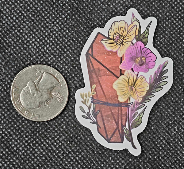 Pink Crystal Point With Flowers Enchanted Sticker