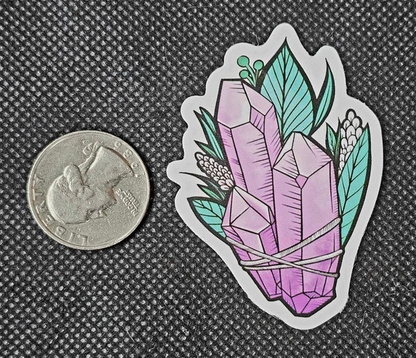 Purple Crystals With Lily Of The Valley Enchanted Sticker