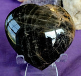 LG. Black Moonstone Crystal Puffy Heart ✨🖤🌙