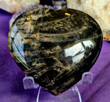 LG. Black Moonstone Crystal Puffy Heart ✨🖤🌙
