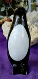 ✨REPAIRED✨ LG. Black Agate & Quartz Crystal Penguin Statue 🖤🐧✨🤍