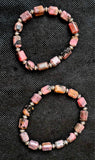 Sunset Rhodonite Thick Crystal Bracelet w/Silver Bead Accents