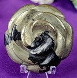 Handcrafted Solid Pyrite 3D Crystal Rose Carving