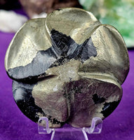 Handcrafted Solid Pyrite 3D Crystal Rose Carving