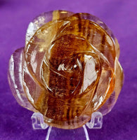 Handcrafted Yellow & Purple Banded Fluorite 3D Crystal Rose Carving 🌹