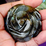 Handcrafted Labradorite 3D Crystal Rose Carving 🌹