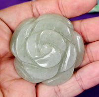 Handcrafted Green Quartz Crystal 3D Rose Carving 🌹