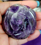 Handcrafted Chevron Amethyst 3D Crystal Rose Carving 🌹