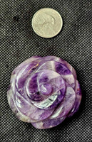 Handcrafted Chevron Amethyst 3D Crystal Rose Carving 🌹