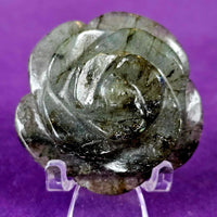 Handcrafted Labradorite 3D Crystal Rose Carving #2 🌹