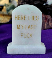 Snow Quartz Crystal Tombstone w/Funny Statement 🪦