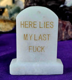 Snow Quartz Crystal Tombstone w/Funny Statement 🪦