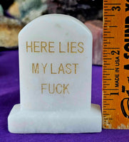 Snow Quartz Crystal Tombstone w/Funny Statement 🪦