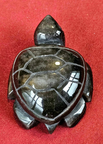 Silver Sheen Obsidian Crystal Turtle Carving 🐢