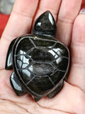 Silver Sheen Obsidian Crystal Turtle Carving 🐢