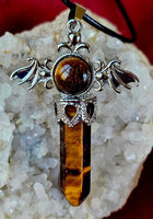 Tiger’s Eye Silver Cross Necklace