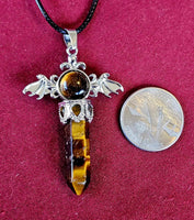 Tiger’s Eye Silver Cross Necklace