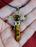 Tiger’s Eye Silver Cross Necklace