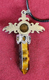 Tiger’s Eye Silver Cross Necklace