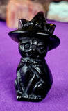 Black Obsidian Crystal Witch Kitty Figurine 🧙🐈‍⬛