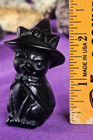 Black Obsidian Crystal Witch Kitty Figurine 🧙🐈‍⬛