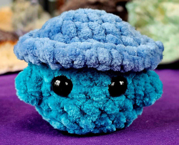 Dark Blue & Sky Blue Mushroom Baby Crocheted Plushie 🍄