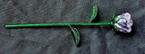 Chevron Amethyst Crystal Rose On Green Metal Stem 🌹