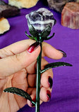 Chevron Amethyst Crystal Rose On Green Metal Stem 🌹